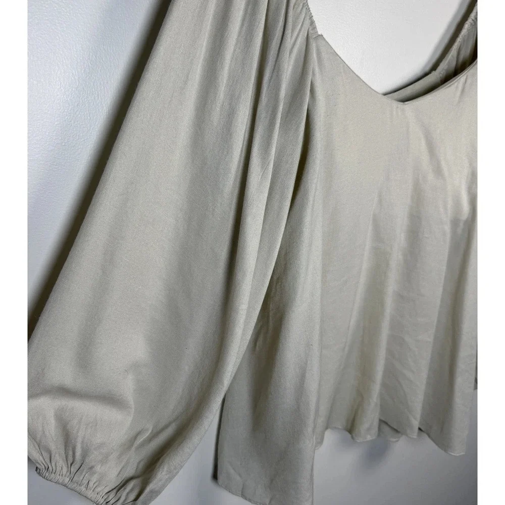 Tuckernuck Pomander Place Puff Sleeve Pippa Blouse Ivory Sz Medium Ballon Sleeve